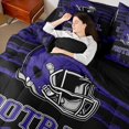 thumbnail image 4 of jejeloiu American Rugby Sport 7pcs Bedding Comforter Set,Purple Football Helmet Queen Bedding Sets For Boys Teens Reversible, 4 of 8