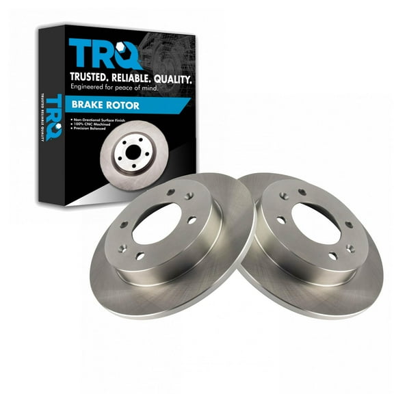 TRQ Rear Brake Rotors Set Solid Fits Select 1997-2006 Hyundai Elantra 1997-2001 Tiburon