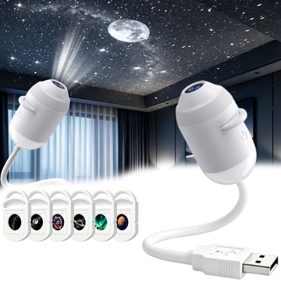 2026 Upgraded Hd Smart Dynamic 5D Holographic Night Light Projector with 24 Films, Plug and Play HD Star Projector, 2-in-1 Galaxy Star Projector, 360 Rotating, USB Powered