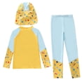 thumbnail image 4 of Toddler Baby Boy 3pc Swimsuits Printed Long Sleeve Pullover Pants Bathing Suit Rash Guard Sun Protection Swimwear with Hat Yellow 10-11 Years, 4 of 5