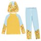 thumbnail image 4 of Traje de baño de dos piezas para niños, traje de baño dividido, top de manga larga, pantalones, sombrero, conjunto de tres piezas, protector solar, surf, playa, aguas termales, traje de baño para niño, 4 of 5