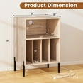 thumbnail image 4 of Giantex Record Player Stand, Turntable Side Table Nightstand w/Charging Station & Vinyl Record, Storage Cabinet, Natural, 4 of 10