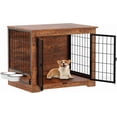 thumbnail image 3 of Historyli Caseta para perros grandes de 81 cm,caseta de madera para interiores con 2 puertas y 2 cuencos giratorios de 360°,caseta decorativa resistente para perros pequeños y medianos, 3 of 7