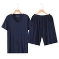 thumbnail image 2 of Loungewear Short Sleeve Breathable Viscose Men Short Sleeve Shorts Pajamas for Home, 2 of 7