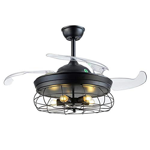 MoreChange 42 Inch Industrial Ceiling Fan Retractable Blades Vintage