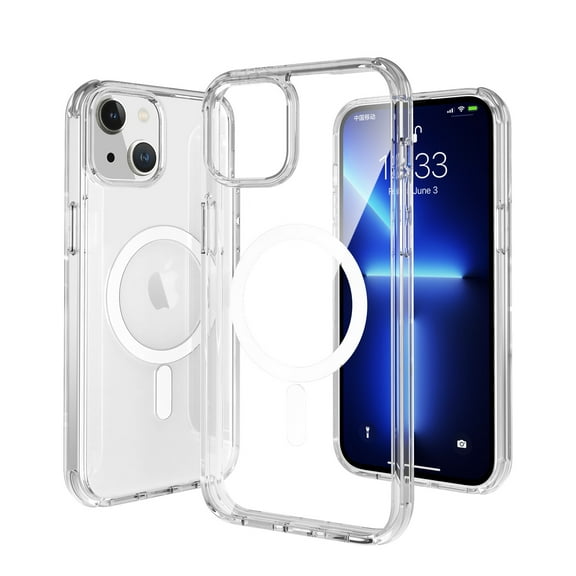 Dteck for iPhone 14 Plus 6.7 Inch Clear Magnetic Case, Slim Lightweight Transparent Case MagSafe Wireless Charging Raised Edges Camera Lens Protection Shockproof Cover for iPhone 14 Plus,Clear