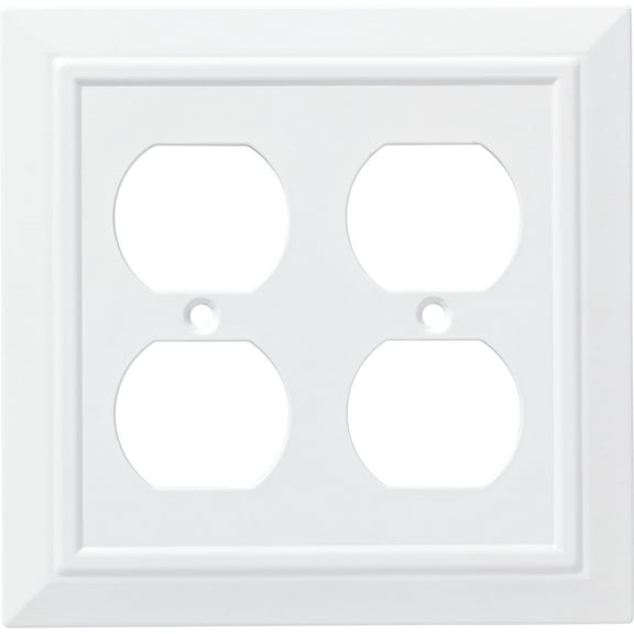 Franklin Brass Classic Architecture (1-Pack) Outlet Covers Pure White 2-Gang Wall Plate Double Duplex Switch Plates Electrical Outlet Covers W35247-PW-C