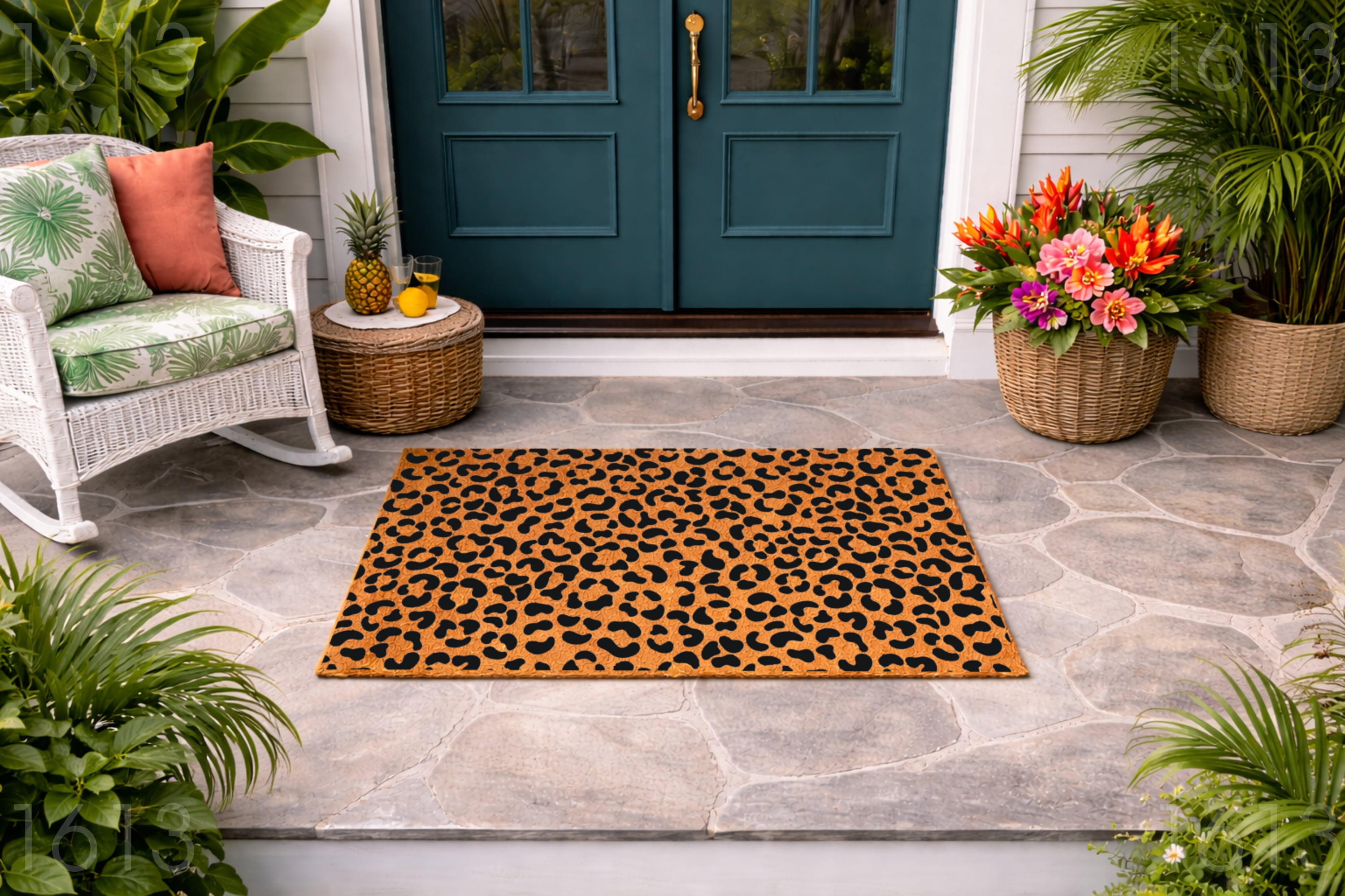 Leopard Print Doormat, Animal Pattern Entryway Door Mat, Indoor Outdoor Welcome Mat (18x30 inches) WoodByStu 1613