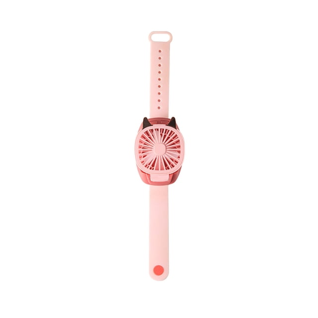 Pink Usb Rechargeable Wrist Fan 3 Wind Levels Detachable Wristband Desktop Handheld 2 In 1 With Led Light Quiet Portable Cooling Powered Adjustable Personal