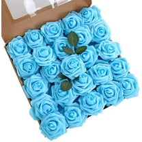 Artificial Roses Flowers 25pcs Red Real Looking Fake Roses w/Stem for DIY Wedding Bouquets Centerpieces Baby Shower Party Home Decor