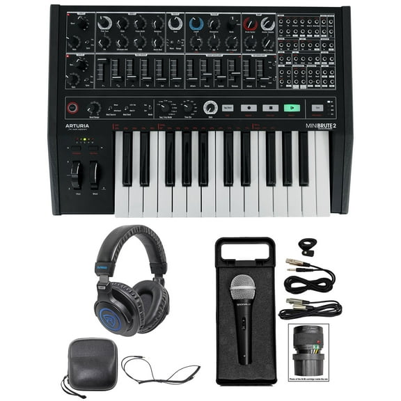 Arturia Minibrute 2 NOIR USB Analog Synthesizer Monosynth   Headphones   Mic