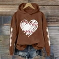 thumbnail image 2 of Valora Women's Hoodies Sweatshirts For Everyday Casual Sportswear Stylish Rugby Print Hooded Pullover For Games And Outdoor Activities Brown L, 2 of 3