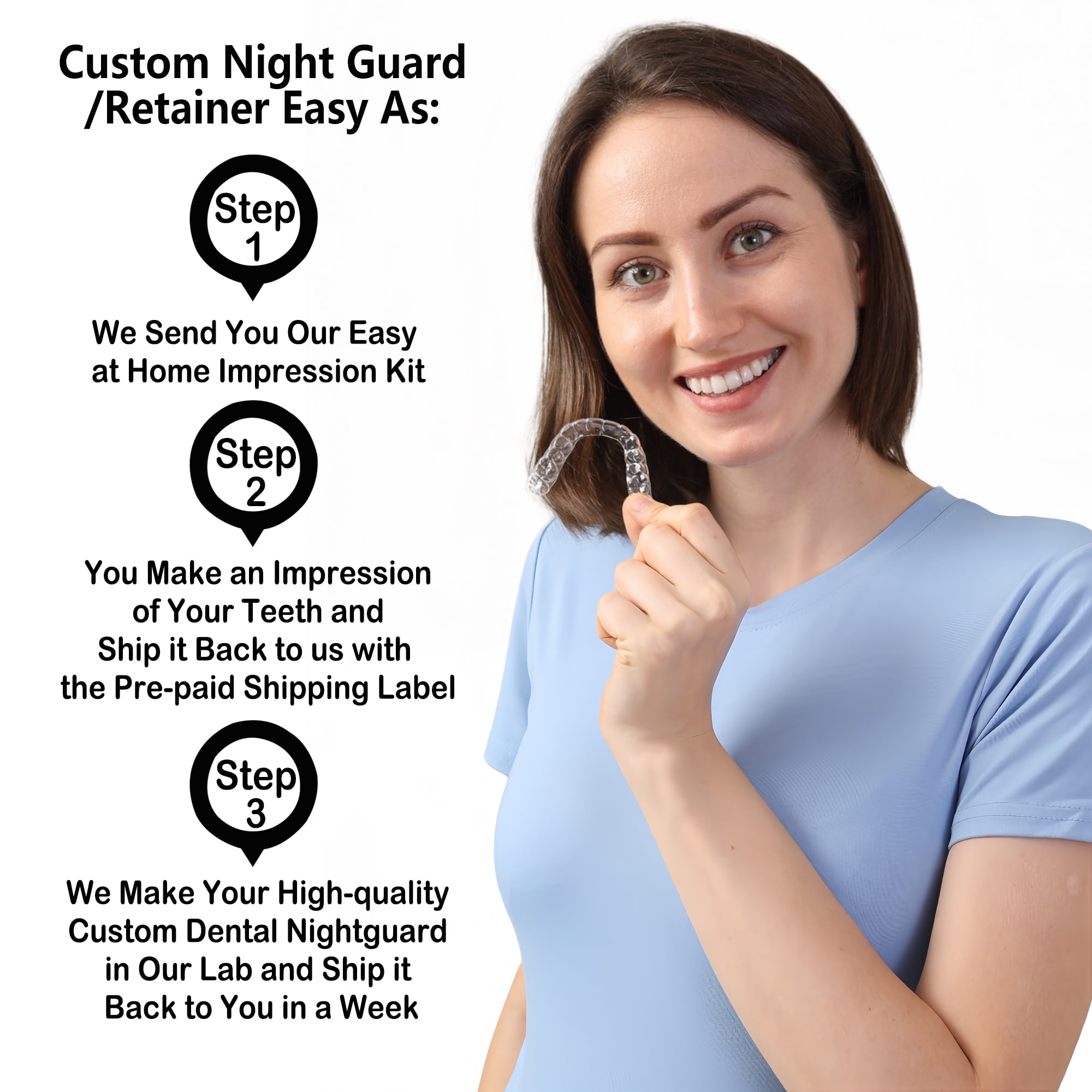 Custom Night Guard, Custom Mouth Teeth Guards Against Teeth Grinding/Clenching Dental Retainer for TMJ Relief and Bruxism(One Pack Upper Guard or One Pack Lower Guard, EVA Semi-soft)