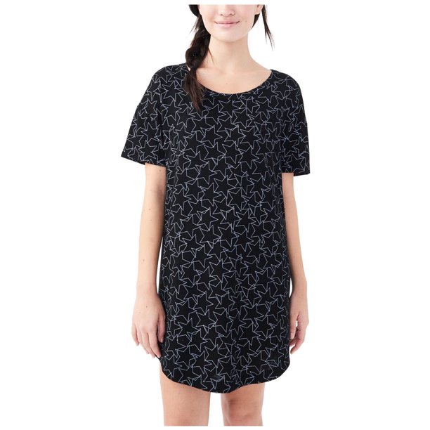Vestido Camisero De Pijama Aeropostale Mujer Estrella Negro Mediano
