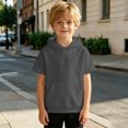 thumbnail image 2 of Bysome Boys Hoodies Solid Color Short Sleeve Hooded Tees Autumn Soft Boys Sweatshirts Size 9-10 Years Dark Gray, 2 of 6