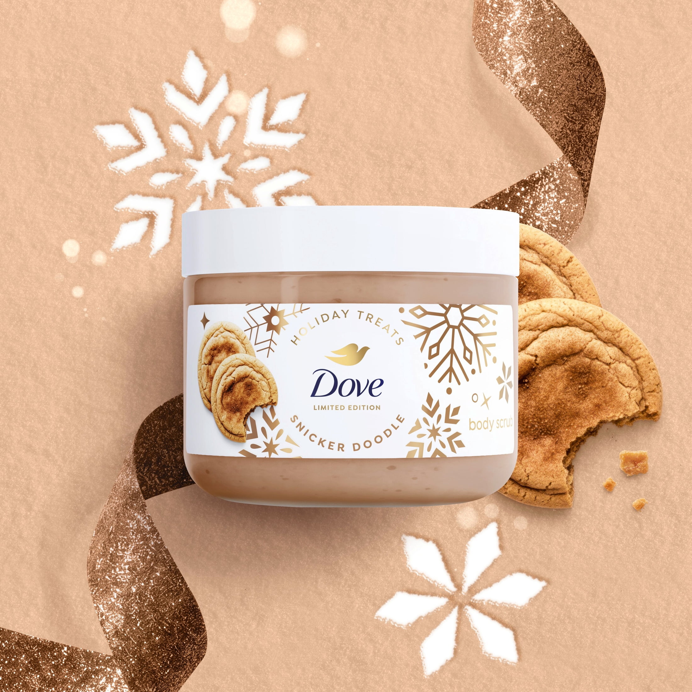Dove Limited Edition Holiday Treats Body Scrub Snickerdoodle For Exfoliated & Hydrated Skin, 15 OZ