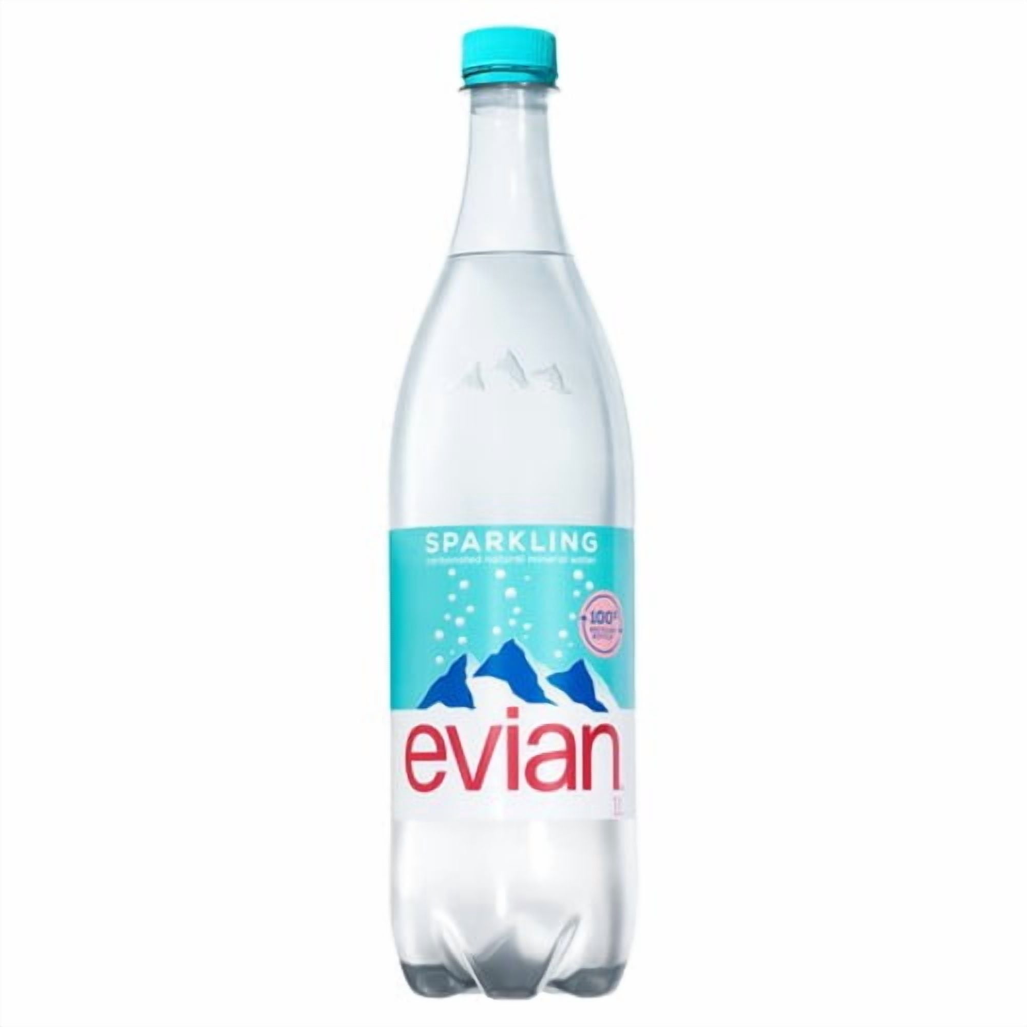 Evian Sparkling Natural Water 1L, British Import (Pack of 3)