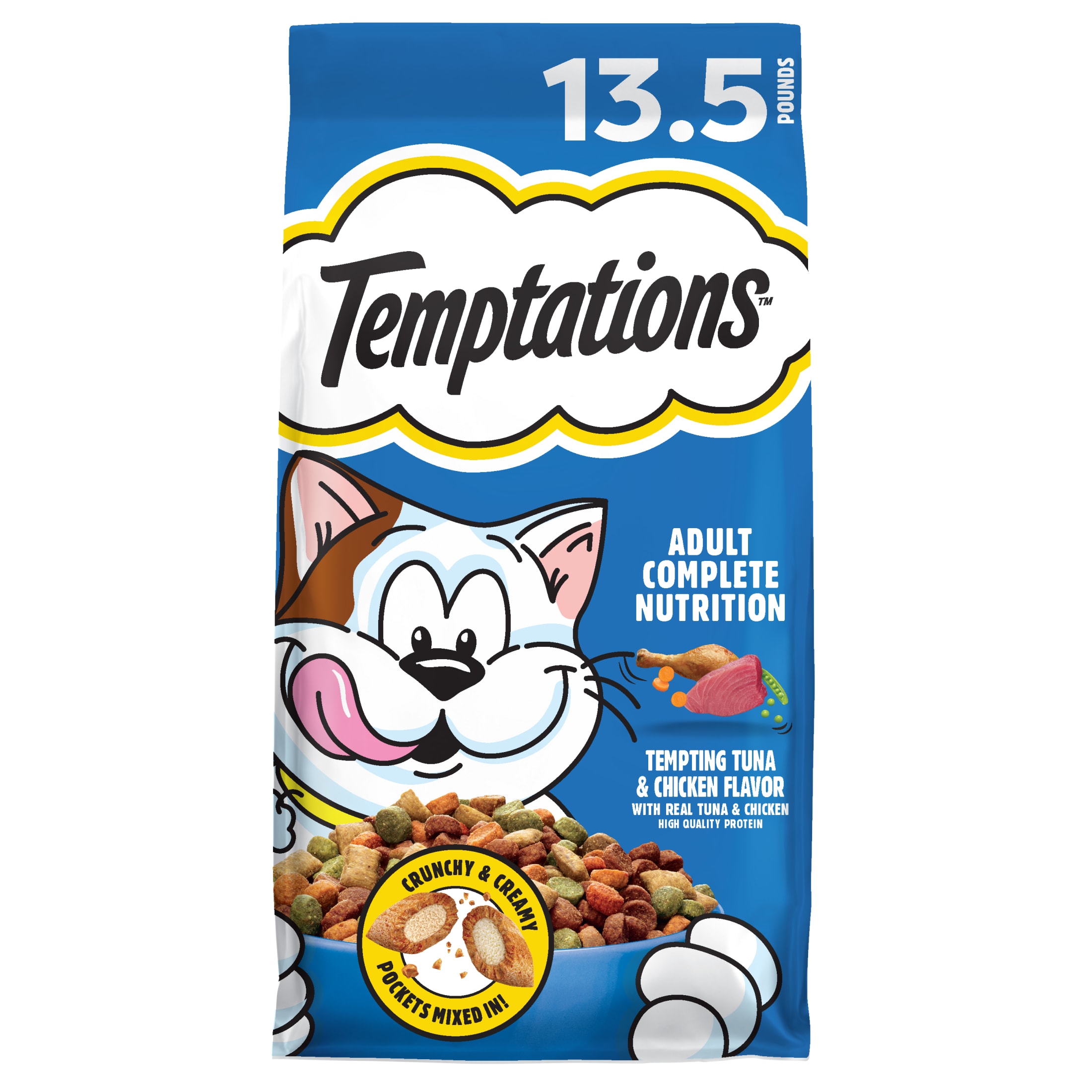 Temptations Adult Dry Cat Food Tempting Tuna & Chicken Flavor, 13.5 Lb Bag