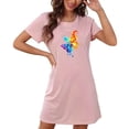 thumbnail image 5 of Elvqul Nightgowns for Women Loungewear for Women Pink Short Sleeve Nightshirts Pull on Short Nightgowns, 5 of 7