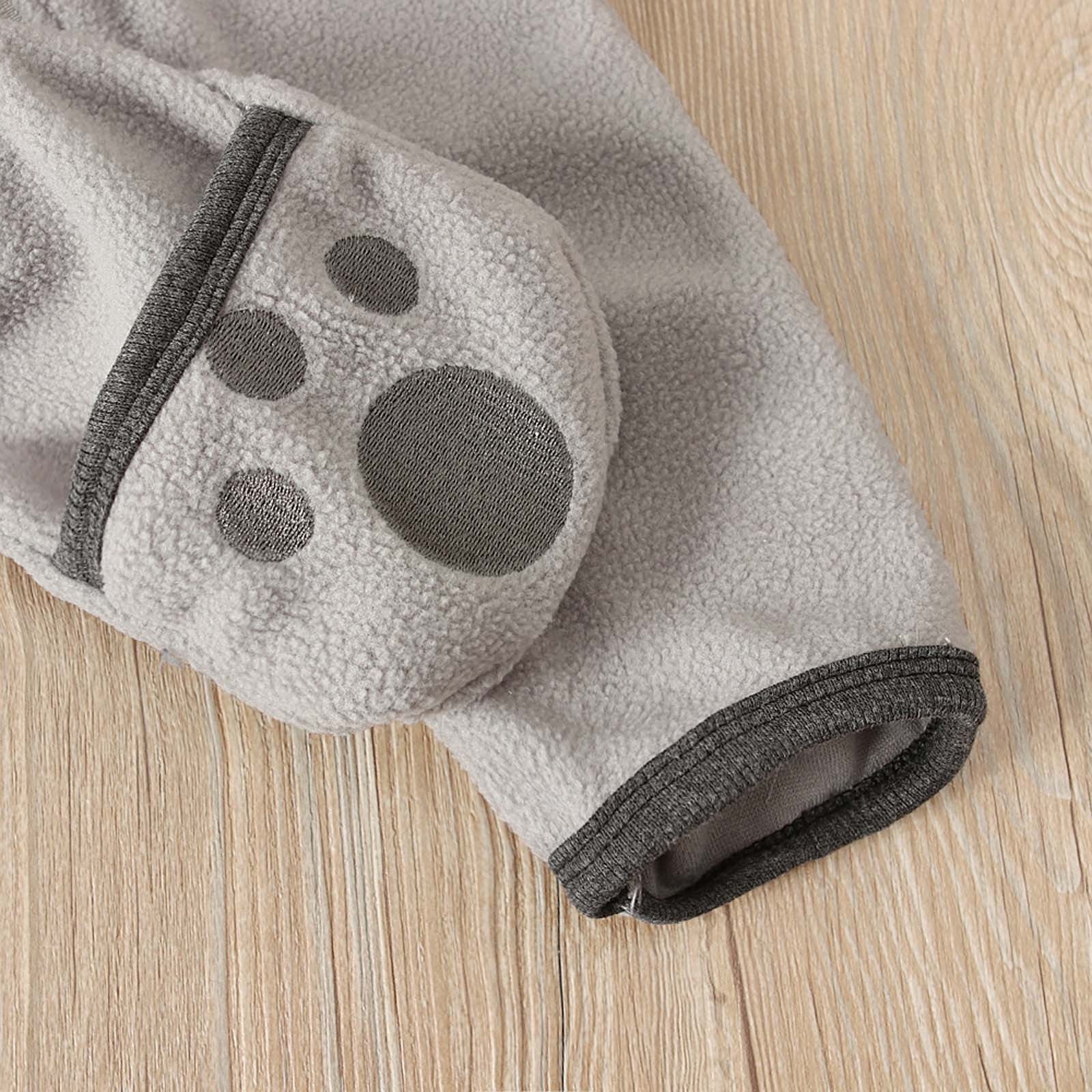 Fleece Baby Bodysuits Infant Onesie Kids Hooded One Piece Romper Outerwear Toddler Jacket Fleece Jacket Coat Zipper Jumpsuits Gray,2 Years