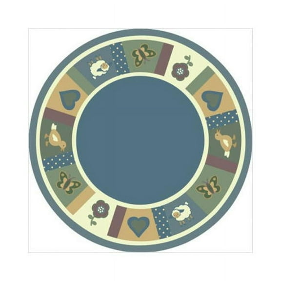 Baby Blues Soft 7 ft.7 in. Round  WearOn Nylon Machine Tufted- Cut Pile Just for Kids Rug