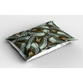 thumbnail image 2 of Ambesonne Exotic Pillow Sham 2 Pack, Butterflies Jungle Queen, 36"x20", Almond Green Black, 2 of 3