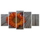 thumbnail image 1 of Juego de Cuadros Decorativos, Girasol Rojo sobre Madera Rústica, Estilo Campestre y Cálido, 5 Piezas, Ideal para Cabañas y Cocinas, 150x80cm, 1 of 5