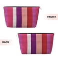 thumbnail image 2 of Leather Travel Bag Wash Bag Makeup Bag Storage Bag 7×5×2.4in For Daily Carrying And Short Trip Purplish Red Stripe_82927_3, 2 of 8