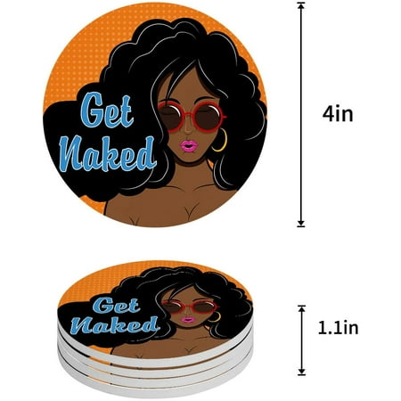 

KXMDXA Woman Get Set of 4 Round Coaster for Drinks Absorbent Ceramic Stone Coasters Cup Mat with Cork Base for Home Kitchen Room Coffee Table Bar Decor