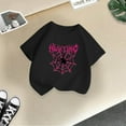 thumbnail image 5 of Chemises Filles Enfant Mignon Mode Imprimé Col Rond Manches Courtes Tee Décontracté Ample Été Hauts Filles Noir 10 Ans-12 Ans, 5 of 5