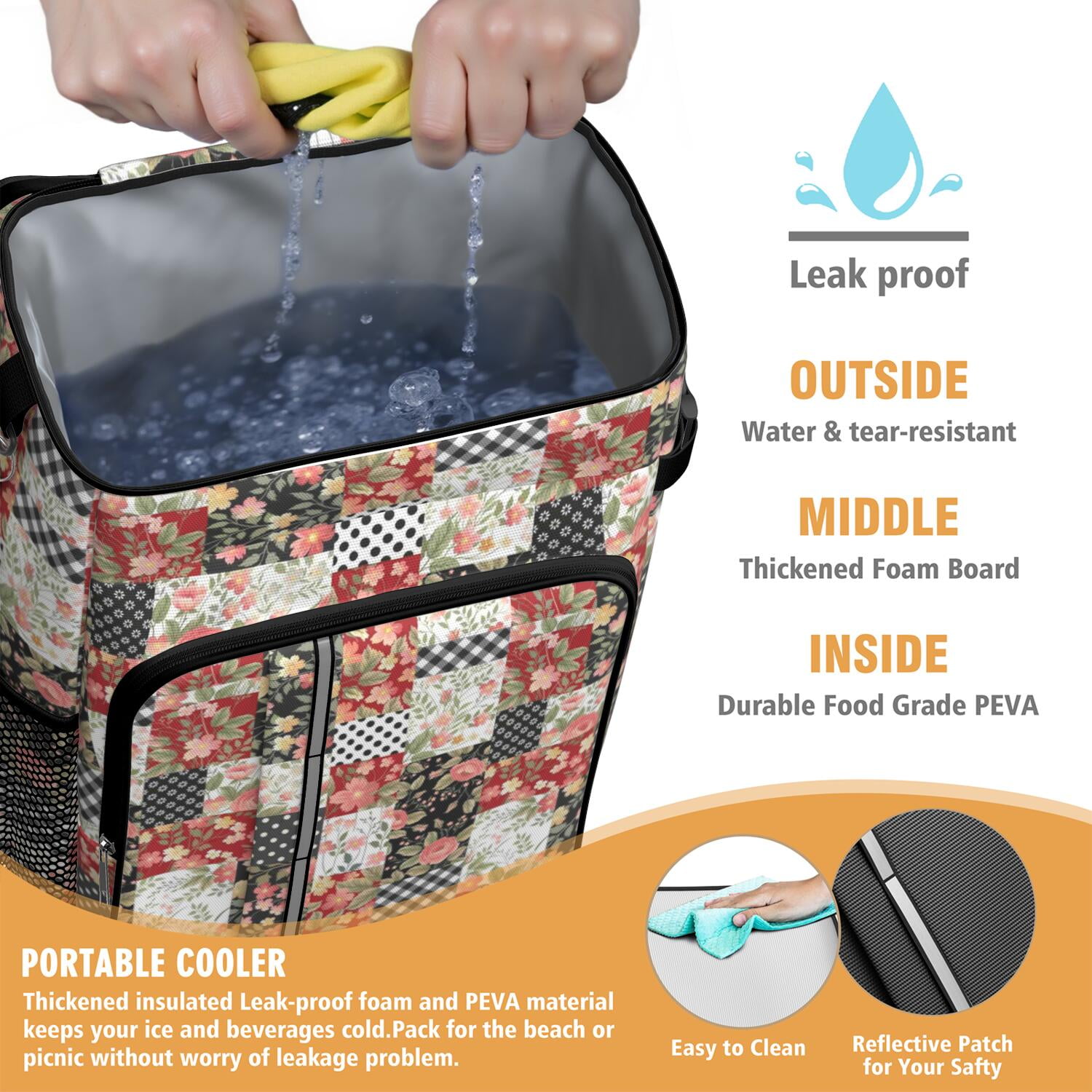 Travel Cooler Bag - Pioneer Flower Camping Beer Cooler Backpack with Bottle Opener- Waterproof Insulated Picnic Backpacks - Cooler Bag for Beach