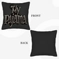 thumbnail image 6 of Set of 2 Decorative Throw Pillow Covers 18x18in - Elegant Black with Metallic Silver ' My Pajama ' Text Perfect for Couch Bed or Car, 6 of 8