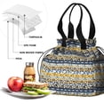 thumbnail image 4 of Boho Bohemia Pioneer Flower Drawstring Lunch Bag Women - Drawstring Lunch Bag Insulated for Work Office - Stain-Resistant Large Lunchbags for Women with Multi-Pockets, 4 of 6