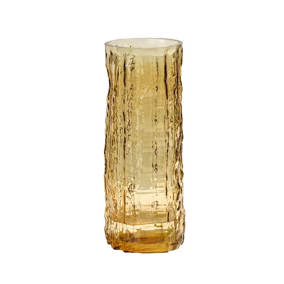 ACDANC Clear Glass Vase,9.6Inch Cylinder Flower Vase,Crystal Vase for Modern Centerpieces Home Decor Living Room Bedroom Dining Table Office Wedding Decoration Gift (Brown)