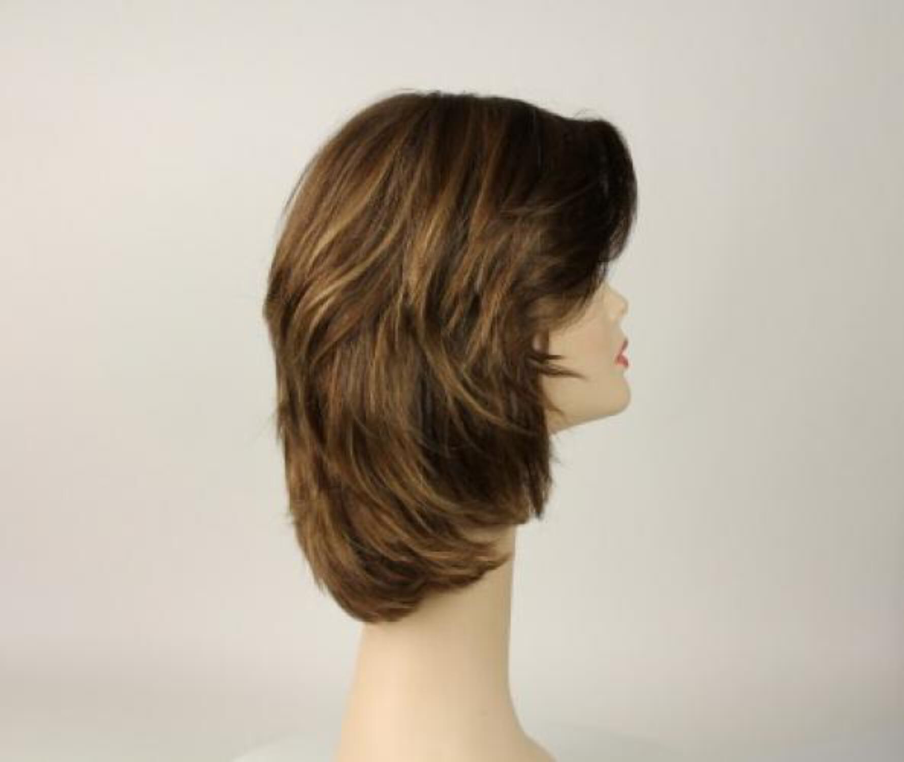 European Human Hair Freeda Wig Regina Light Brown With Warm Blonde Highlights Multi Skin Top Size L