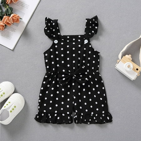 

Baby girl jumpsuit Toddler Baby Girls Ruffles Dot Printed Bowknot Suspender Romper Jumpsuit CHMORA