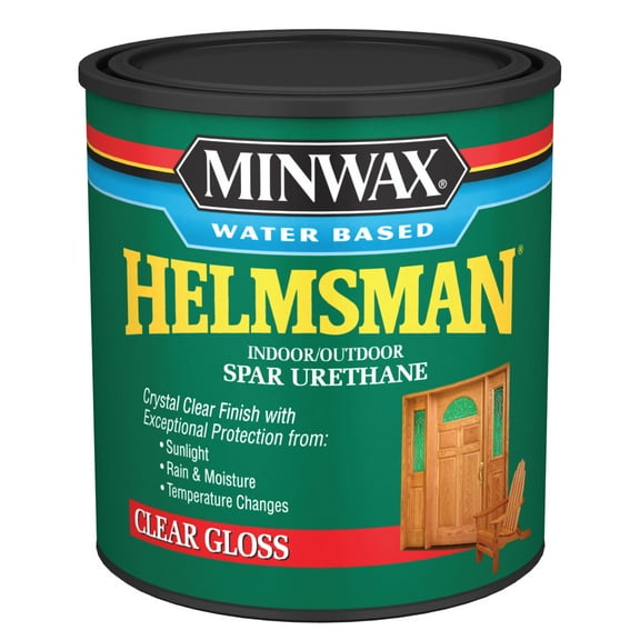 Minwax 630500444 Water Based Helmsman Indoor/Outdoor Spar Urethane, Gloss, Clear, 1 Quart, (1 Piece, 1 Pack)