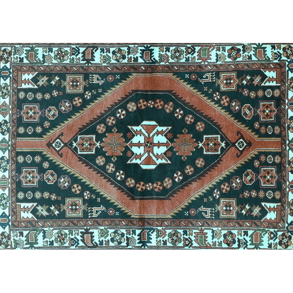 Ahgly Company Indoor Rectangle Persian Light Blue Traditional Area Rugs, 5' x 7'