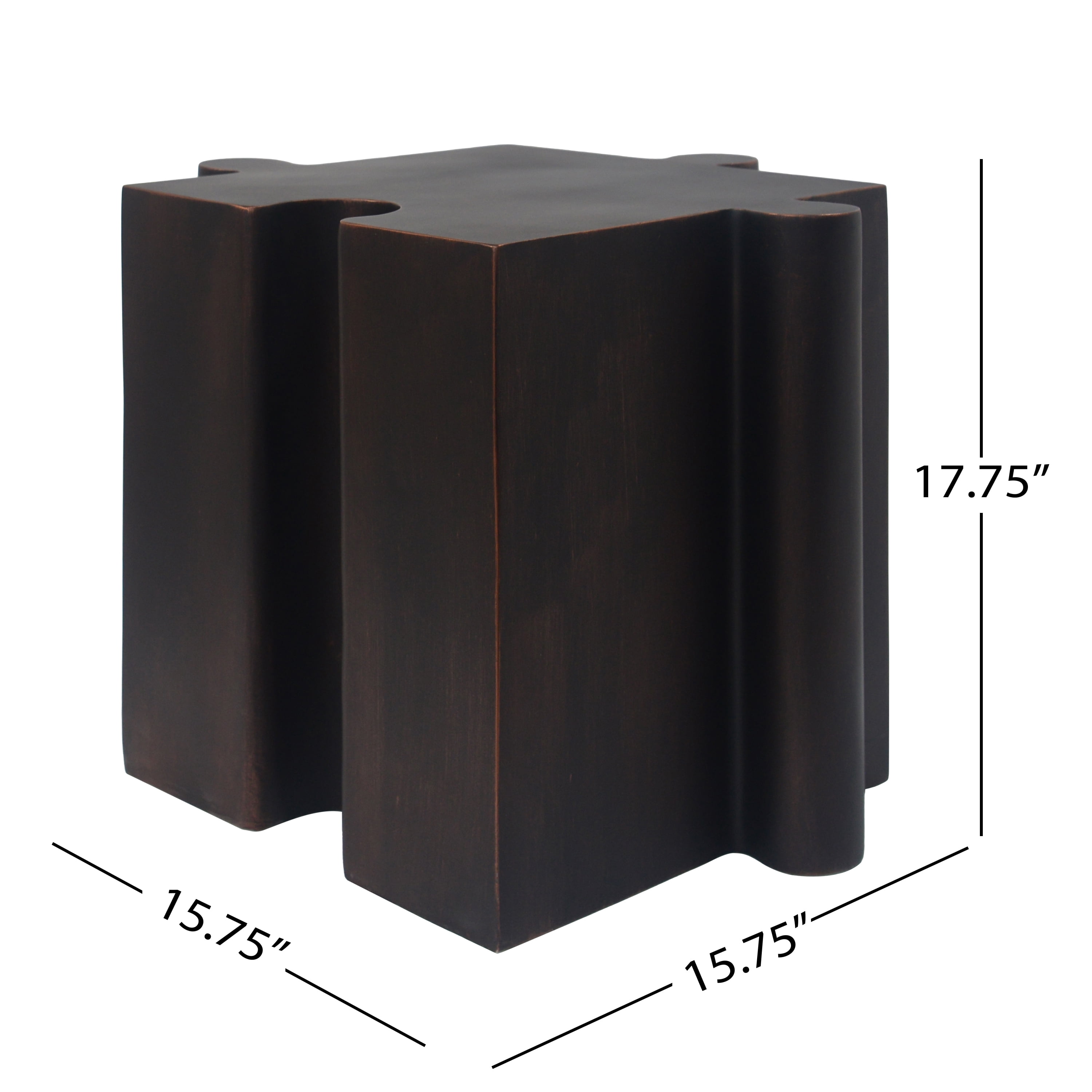 Puzzle Art Side Table, Outdoor Modular Convex Edge Table for Patio Garden Indoor Outdoor, Antique Copper