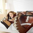 thumbnail image 4 of jejeloiu Football Sport Lovers Bedding Comforter Set,American Rugby Game Twin Comforter Sets,Brown White Bedding Set For Girls Boys,Ultra Soft Home Decor Reversible,2pcs, 4 of 8