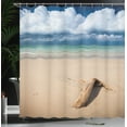 thumbnail image 4 of Ambesonne Digital Shower Curtain, Sandy Beach and Clouds, 69"Wx84"L, Sand Brown Blue, 4 of 5