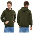 thumbnail image 6 of Pdbokew Men's Pullover Hoodie Check Jacquard Kangaroo Pockets Color-Block Design Long-Sleeve Drawstring Casual Hooded Sweatshirt Armygreen L, 6 of 6