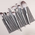 thumbnail image 1 of Nvzi Juego de 12 brochas de maquillaje para base, polvos, correctores, sombras de ojos, rubor y brochas de maquillaje plateadas con bolsa de almacenamiento gris oscuro, 1 of 4