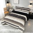 thumbnail image 3 of Manfei Abstract Brushstroke Stripe Full Size Comforter Sets, Neutral Tone Bedding Comforter Set, Beige Black, Black Reversible 3 Pieces, 1 Comforter and 2 Pillowcases, 3 of 6