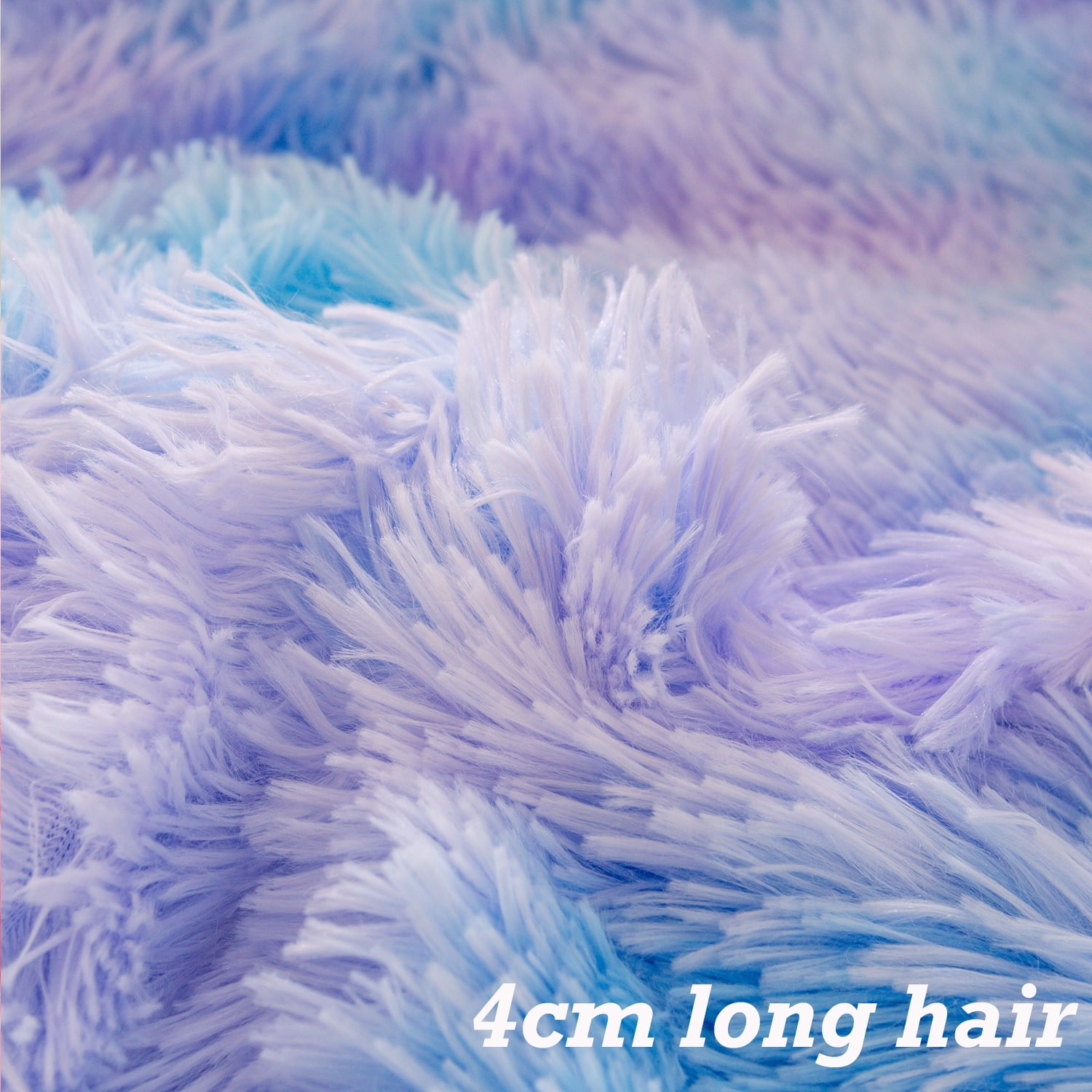 URBONUR Blue Rainbow Girls Comforter Set Twin Plush Shaggy Bedding Set Fluffy Comforter Faux Fur Fuzzy Bedding Set for Girls Ultra Soft Cozy Bed Sets(1 Fluffy Comforter + 2 Pillowcases)