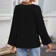 thumbnail image 5 of Diufon Casual Fall Tops for Women Round Neck Long Sleeve Pullover Tops Solid Color Blouses, 5 of 7