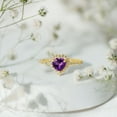 thumbnail image 4 of Rosec Jewels Natural Amethyst Heart Engagement Ring with Halo - Amethyst Diamond Ring - AAA Quality - with Jewelry Box, 14K Yellow Gold, US 9.00, 4 of 9