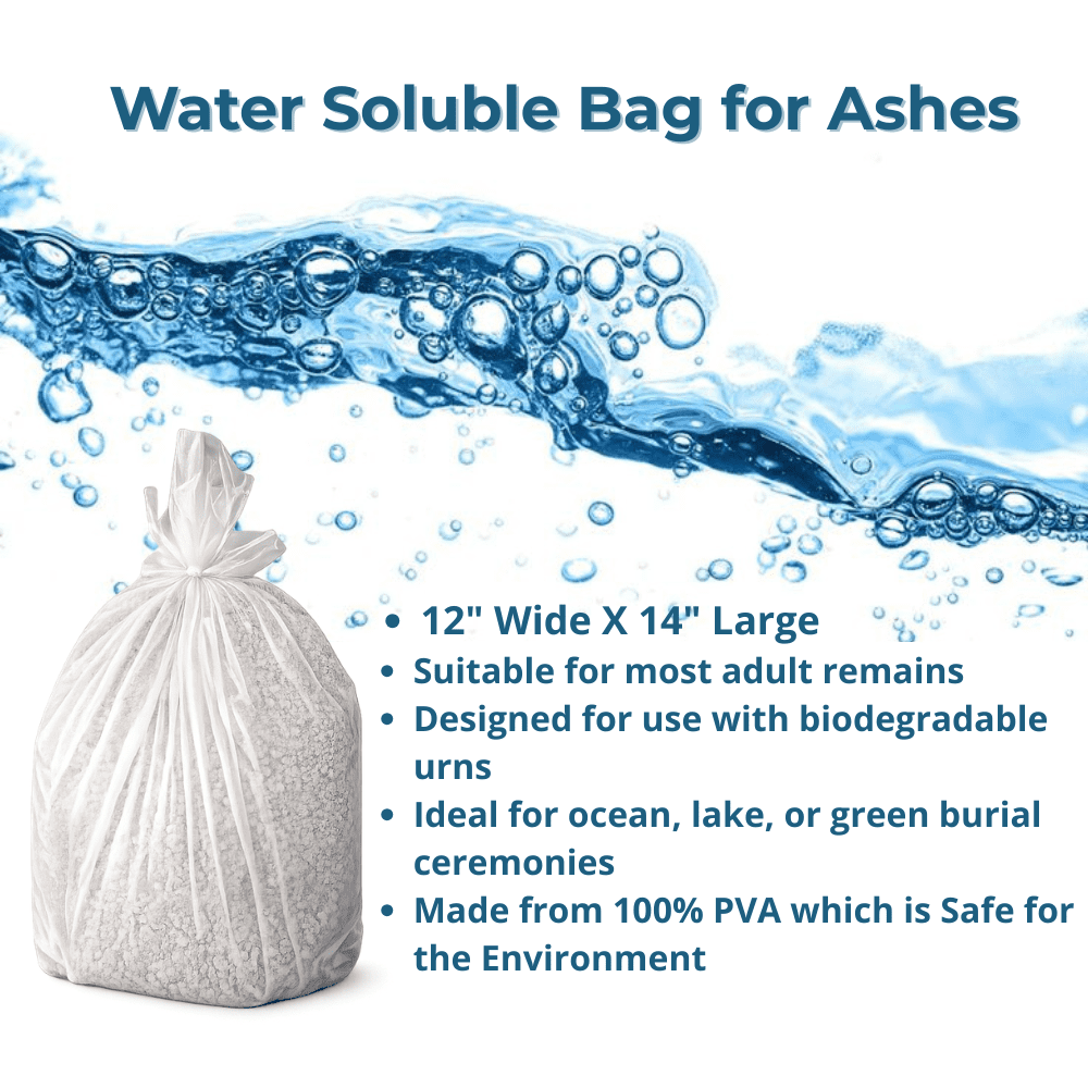 Biodegradable Urn for Human Ashes, Eco-Friendly Urn for Water or Earth Burial, Includes Water Soluble Ash Bag, Adult Size 3" H x 12" W x 14" L. (ANGEL DEEP BLUE)