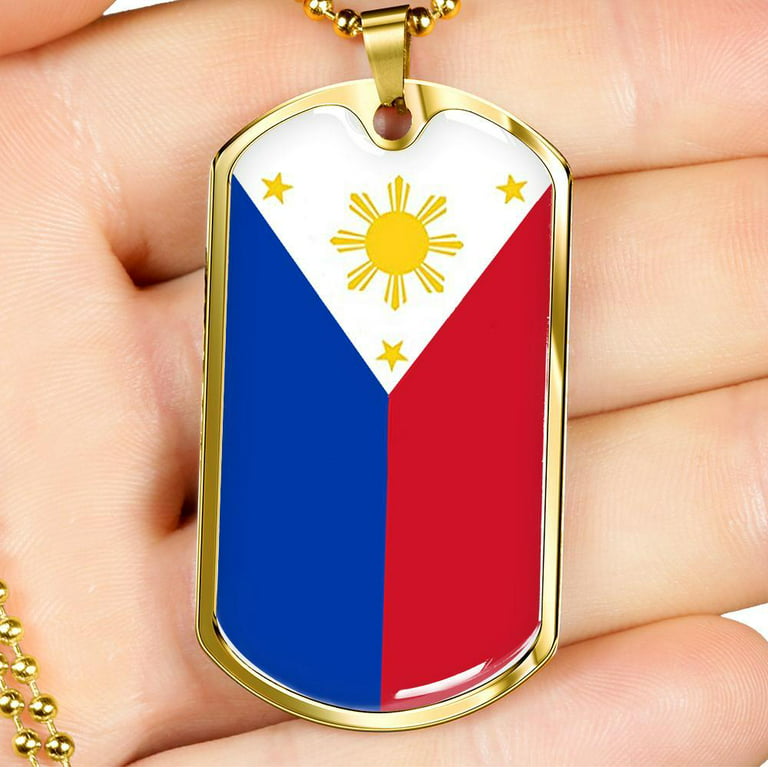 Philippine Flag Necklace Pendant Stainless Steel or 18k Gold Dog