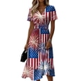 thumbnail image 2 of 4th Of July Dress Women Plus Size American Flag Dress Stretchy Slim Fit Summer Evening Party Dress, 2 of 5